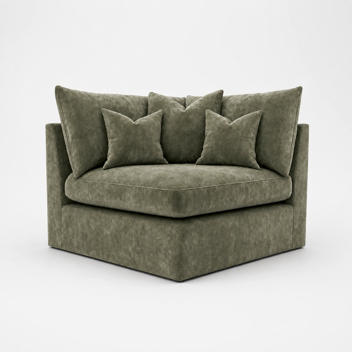 Lucca Corner Module in Luxe Chenille Matcha Green - clean catalogue view