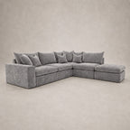 Pendle Corner Sofa & Footstool Bundle in Luxe Chenille Luxe Steel Grey - clean catalogue view