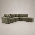 Pendle Corner Sofa & Footstool Bundle in Luxe Chenille Matcha Green - clean catalogue view