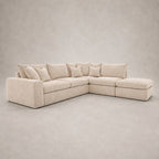 Pendle Corner Sofa & Footstool Bundle in Luxe Chenille Summer Beach - clean catalogue view