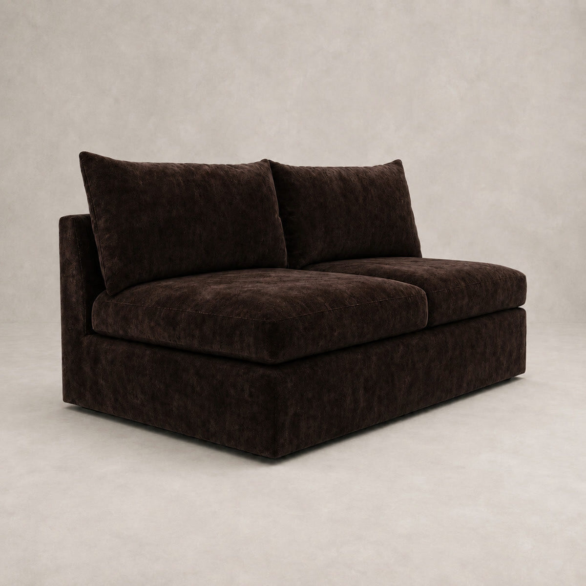 Pendle Double Armless Module in Luxe Chenille Double Espresso - clean catalogue view