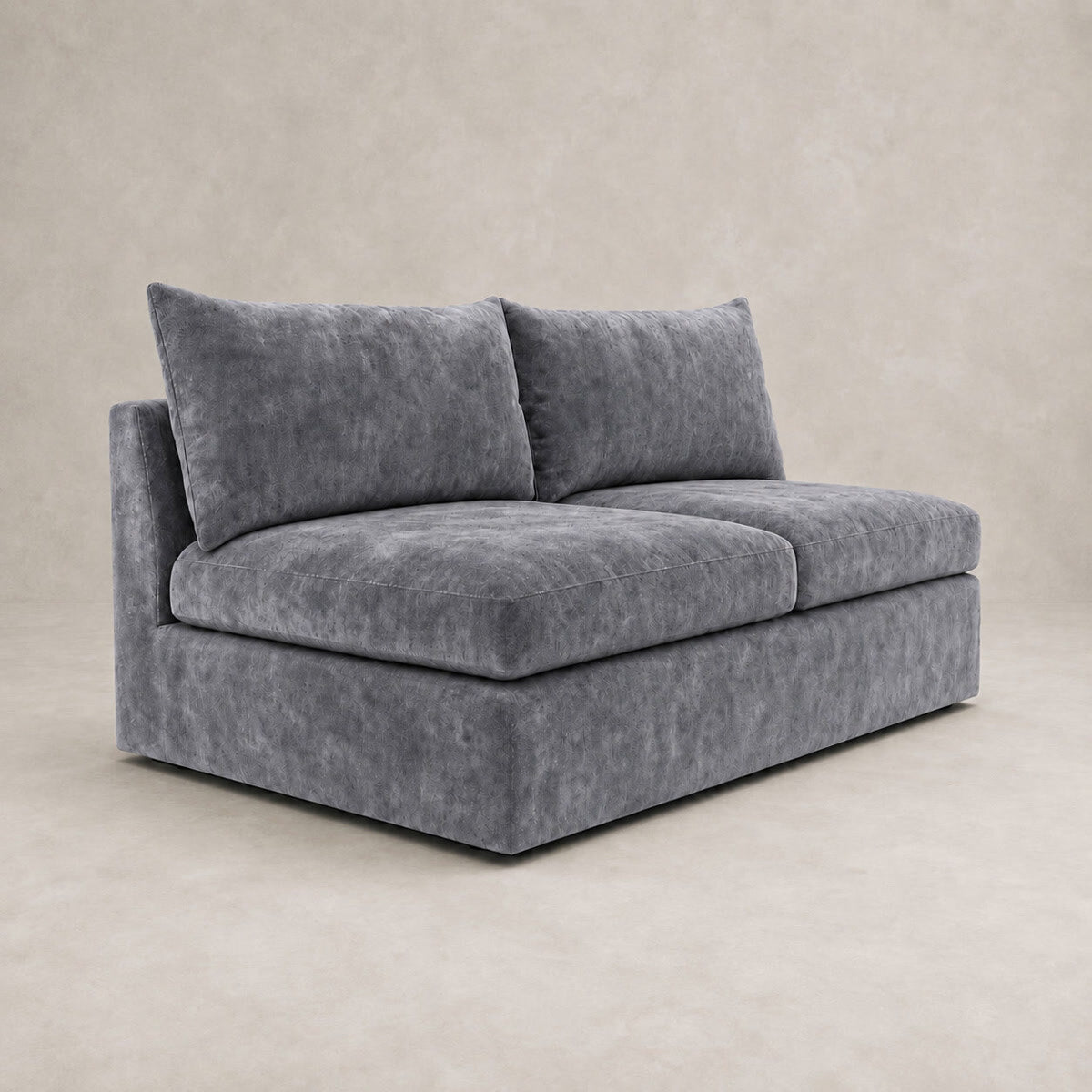 Pendle Double Armless Module in Luxe Chenille Luxe Steel Grey - clean catalogue view