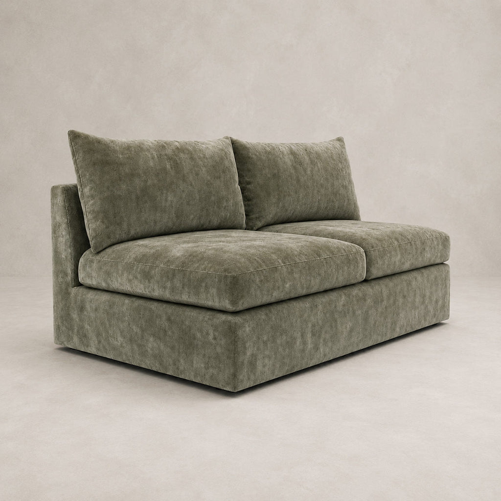 Pendle Double Armless Module in Luxe Chenille Matcha Green - clean catalogue view