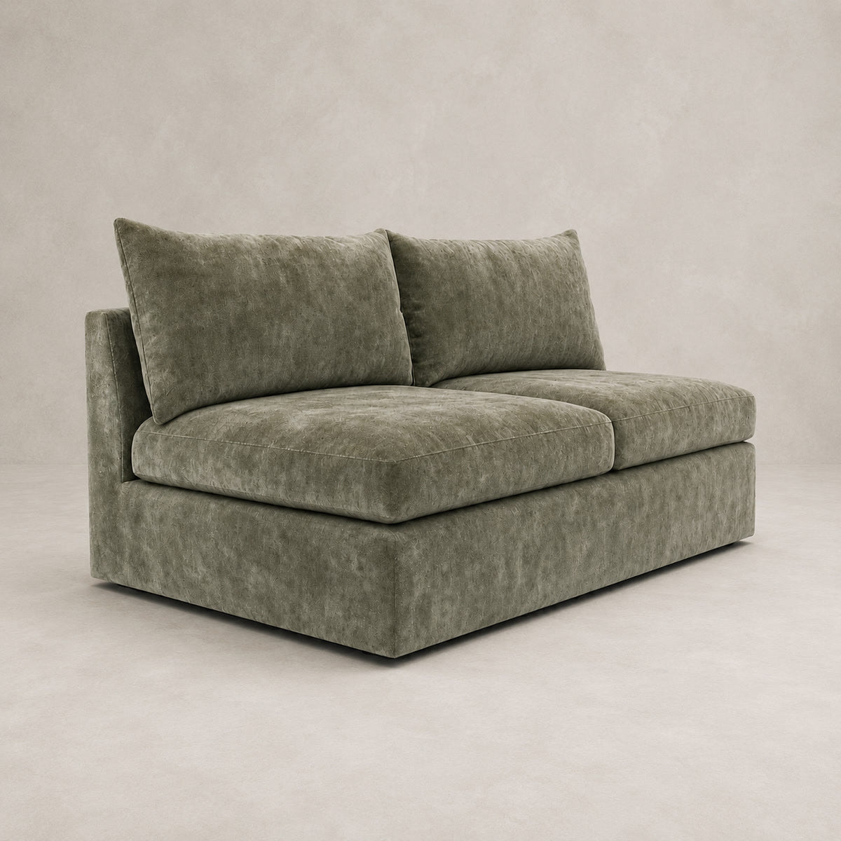 Pendle Double Armless Module in Luxe Chenille Matcha Green - clean catalogue view