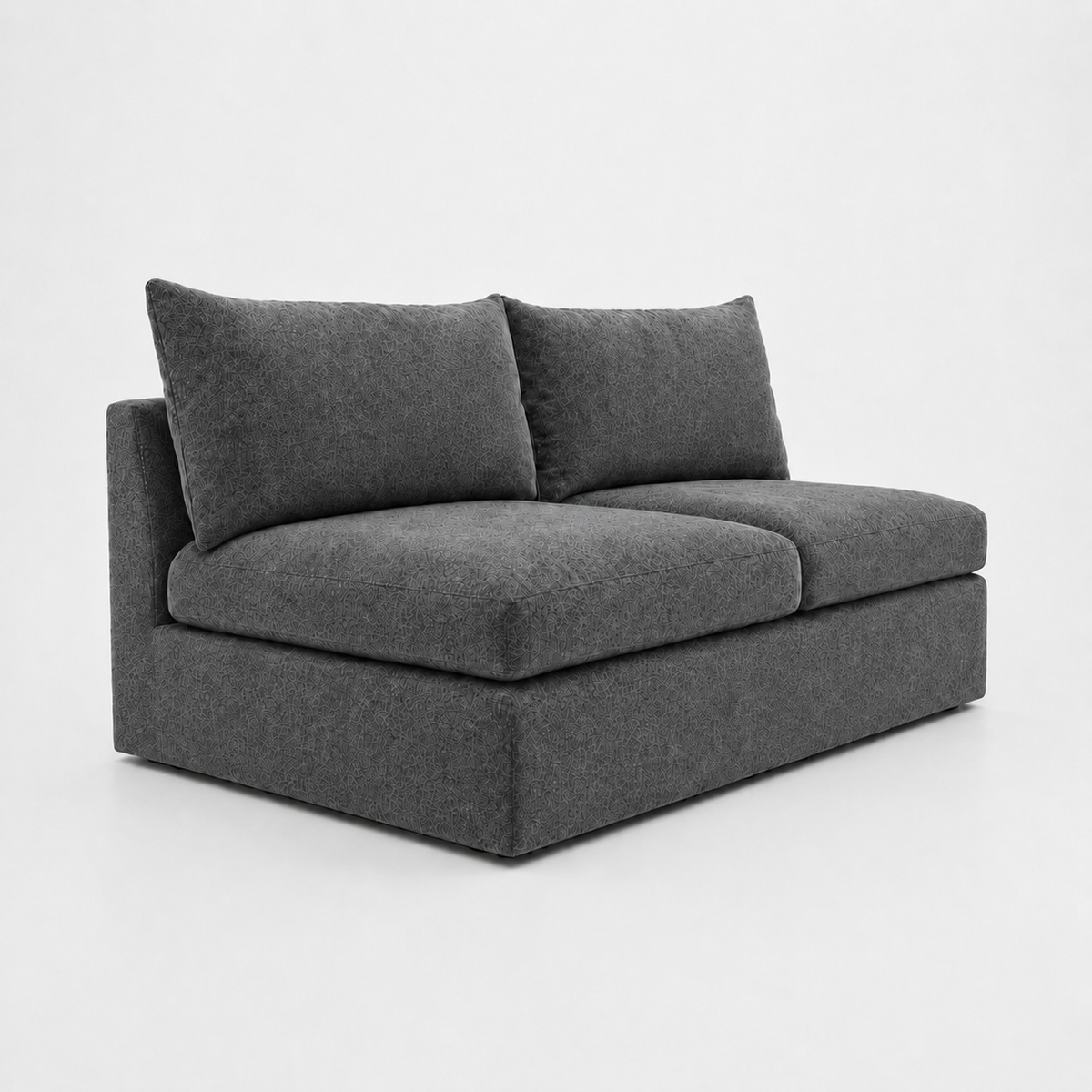 Lucca Double Armless Module in Luxe Chenille Luxe Steel - clean catalogue view