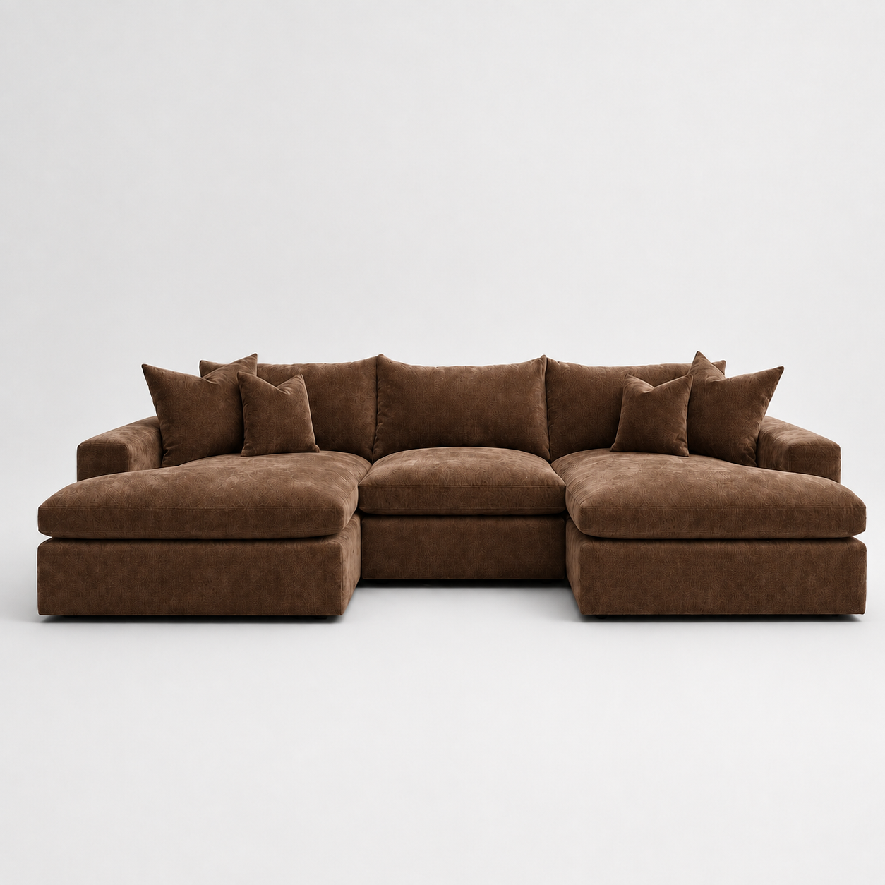 Pendle Double Chaise Cinema Sofa in Luxe Chenille Coffee – clean frontal catalogue view