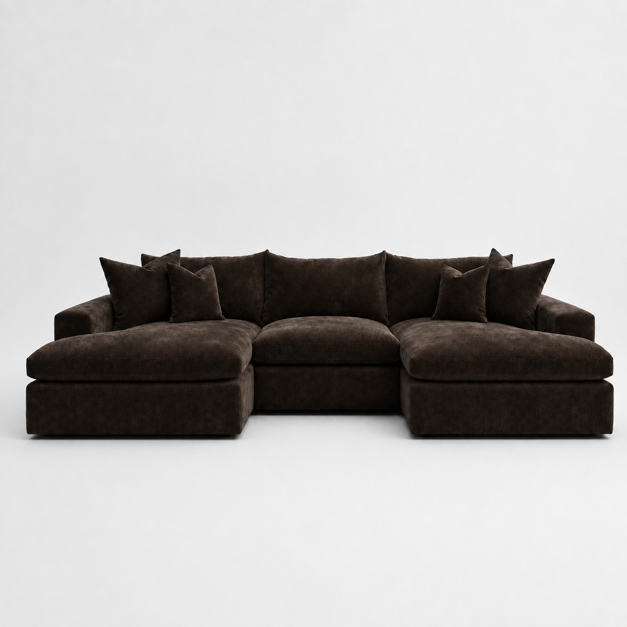 Pendle Double Chaise Cinema Sofa in Luxe Chenille Double Espresso – clean frontal catalogue view