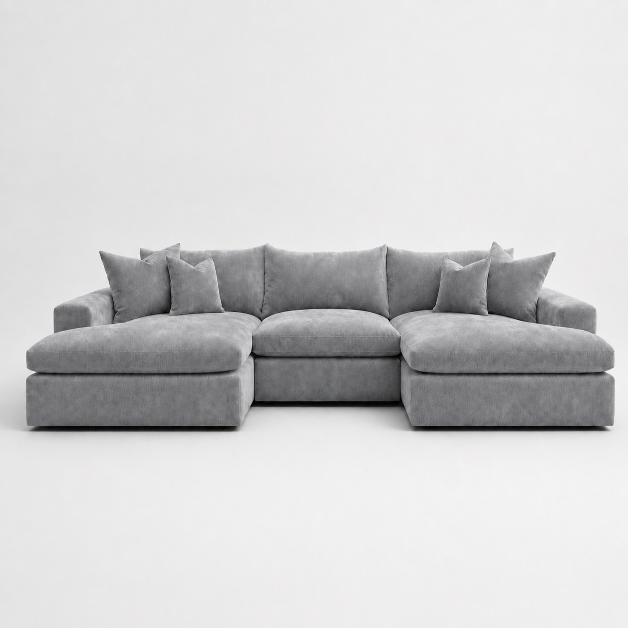Pendle Double Chaise Cinema Sofa in Luxe Chenille Luxe Steel Grey – clean frontal catalogue view