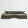 Lucca Double Chaise Cinema Sofa in Luxe Chenille Matcha Green – clean frontal catalogue view