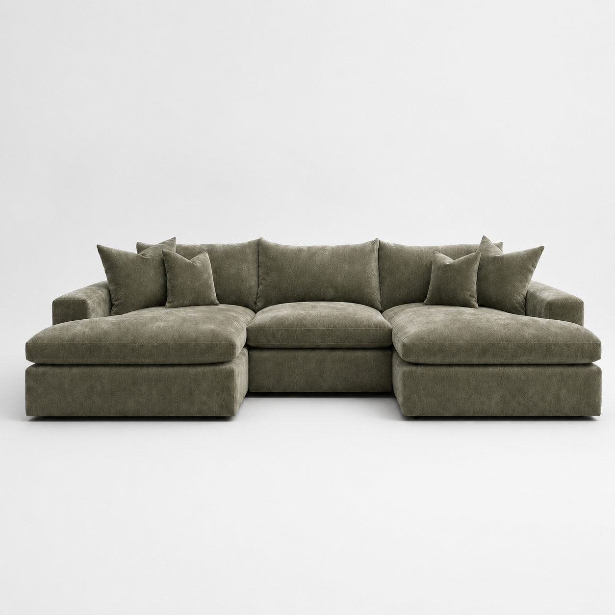 Pendle Double Chaise Cinema Sofa in Luxe Chenille Matcha Green – clean frontal catalogue view