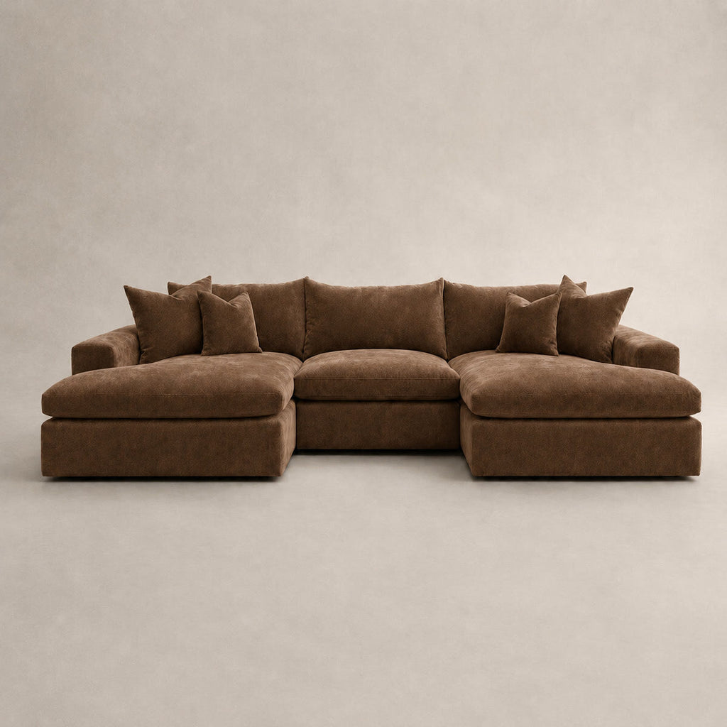 Pendle Double Chaise Cinema Sofa in Luxe Chenille Coffee - clean catalogue view