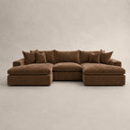 Pendle Double Chaise Cinema Sofa in Luxe Chenille Coffee - clean catalogue view