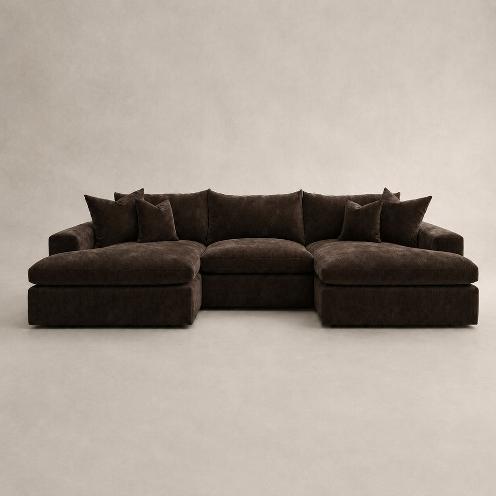 Pendle Double Chaise Cinema Sofa in Luxe Chenille Double Espresso - clean catalogue view