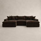 Pendle Double Chaise Cinema Sofa in Luxe Chenille Double Espresso - clean catalogue view