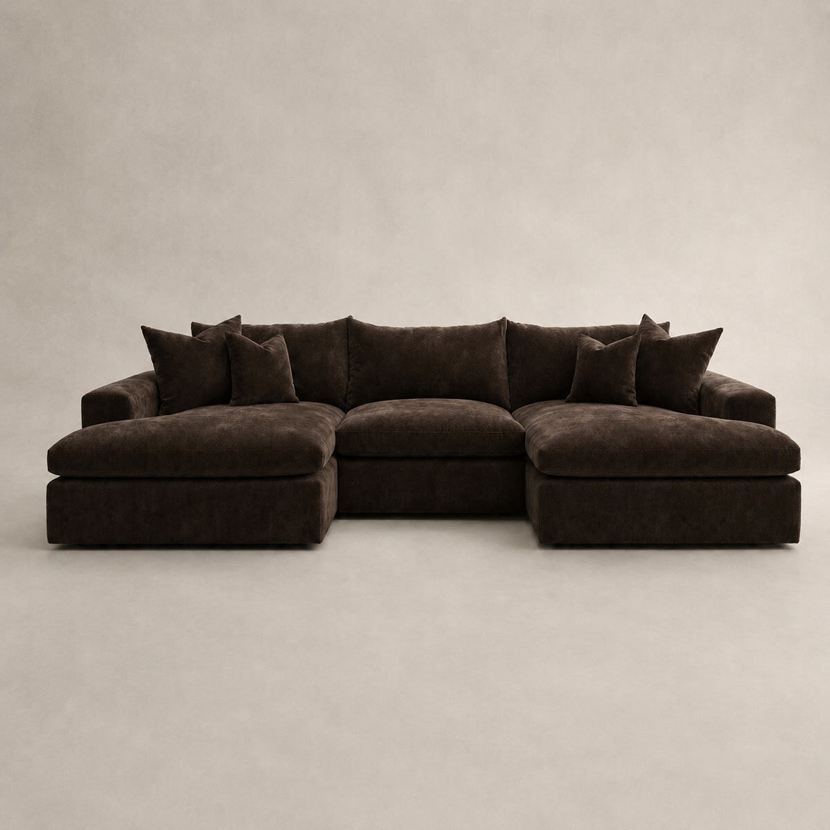 Pendle Double Chaise Cinema Sofa in Luxe Chenille Double Espresso - clean catalogue view