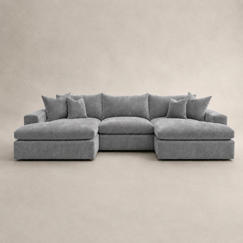 Pendle Double Chaise Cinema Sofa in Luxe Chenille Luxe Steel Grey - clean catalogue view