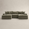 Pendle Double Chaise Cinema Sofa in Luxe Chenille Matcha Green - clean catalogue view