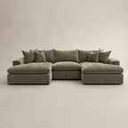Pendle Double Chaise Cinema Sofa in Luxe Chenille Matcha Green - clean catalogue view