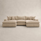 Pendle Double Chaise Cinema Sofa in Luxe Chenille Summer Beach - clean catalogue view
