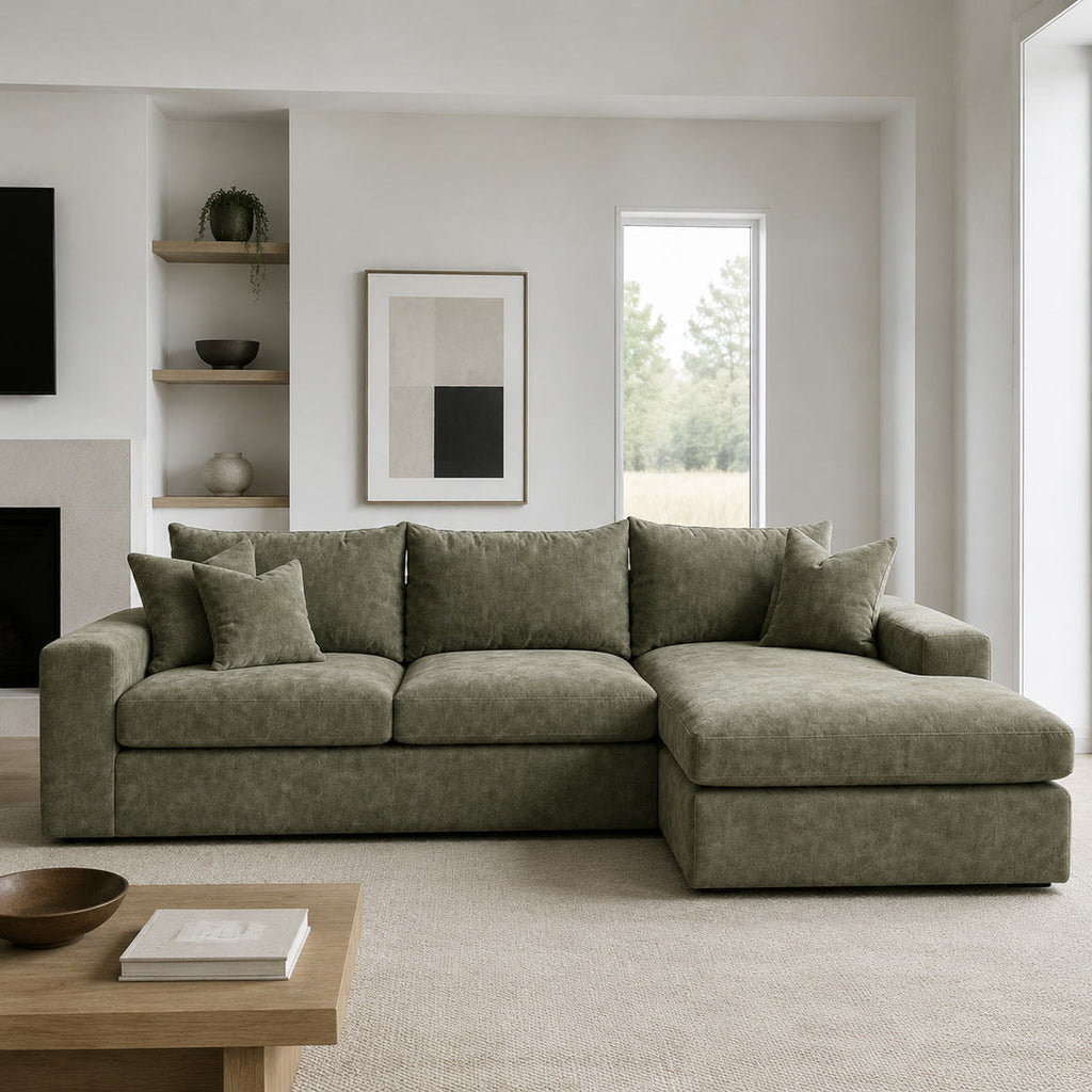 Pendle Large Chaise Sofa styled in a realistic room setting