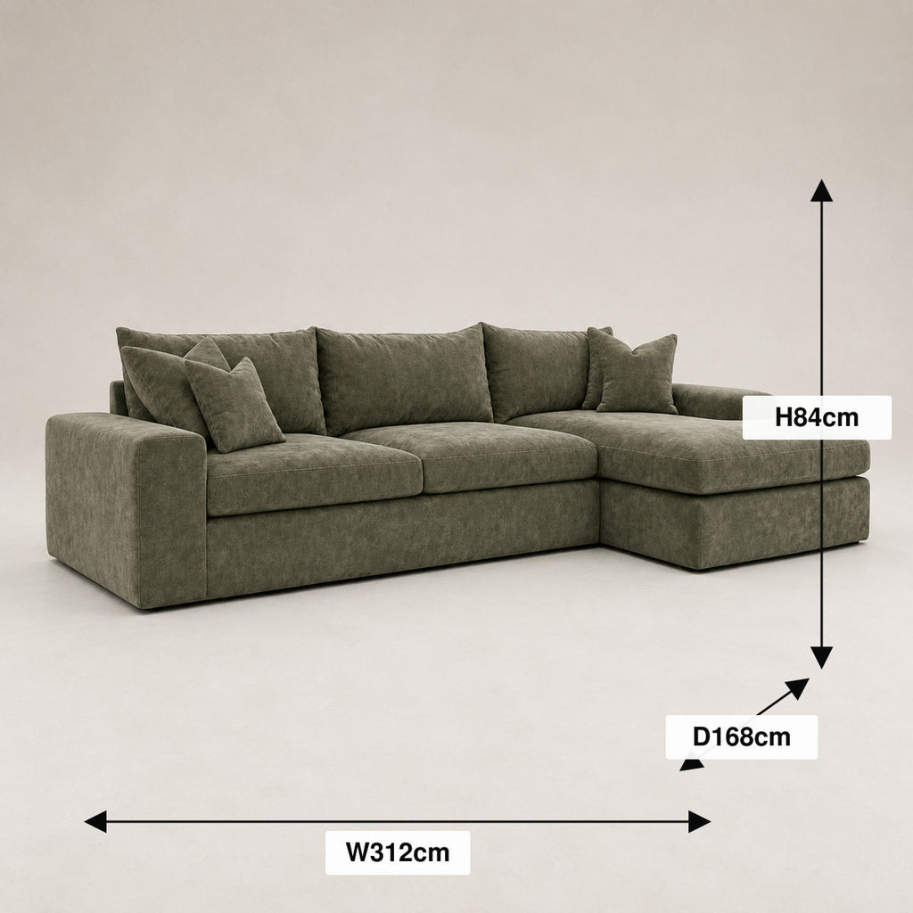 Pendle Large Chaise Sofa dimensions guide