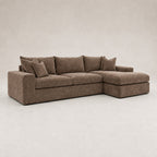 Pendle Large Chaise Sofa in Luxe Chenille Coffee - clean catalogue view