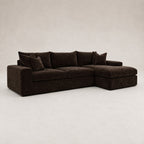 Pendle Large Chaise Sofa in Luxe Chenille Double Espresso - clean catalogue view