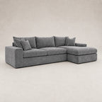 Pendle Large Chaise Sofa in Luxe Chenille Luxe Steel Grey - clean catalogue view