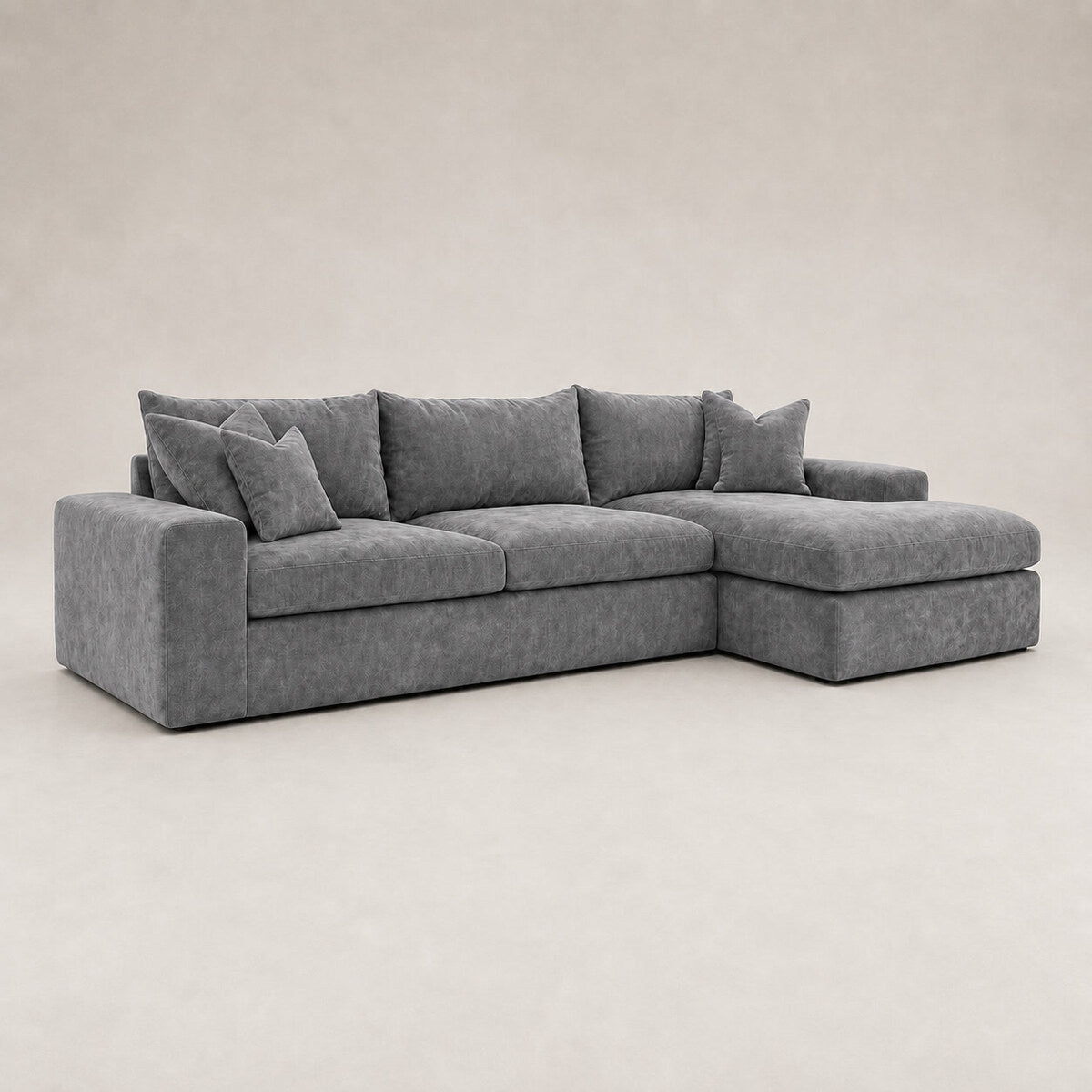 Pendle Large Chaise Sofa in Luxe Chenille Luxe Steel Grey - clean catalogue view