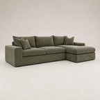 Pendle Large Chaise Sofa in Luxe Chenille Matcha Green - clean catalogue view