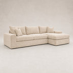 Pendle Large Chaise Sofa in Luxe Chenille Summer Beach - clean catalogue view