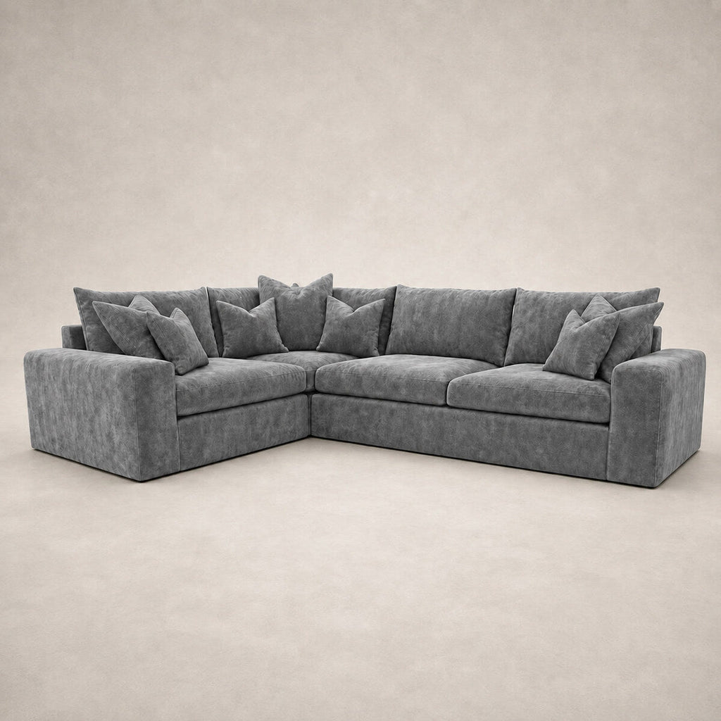 Pendle Large Corner Sofa in Luxe Chenille Luxe Steel Grey - clean catalogue view