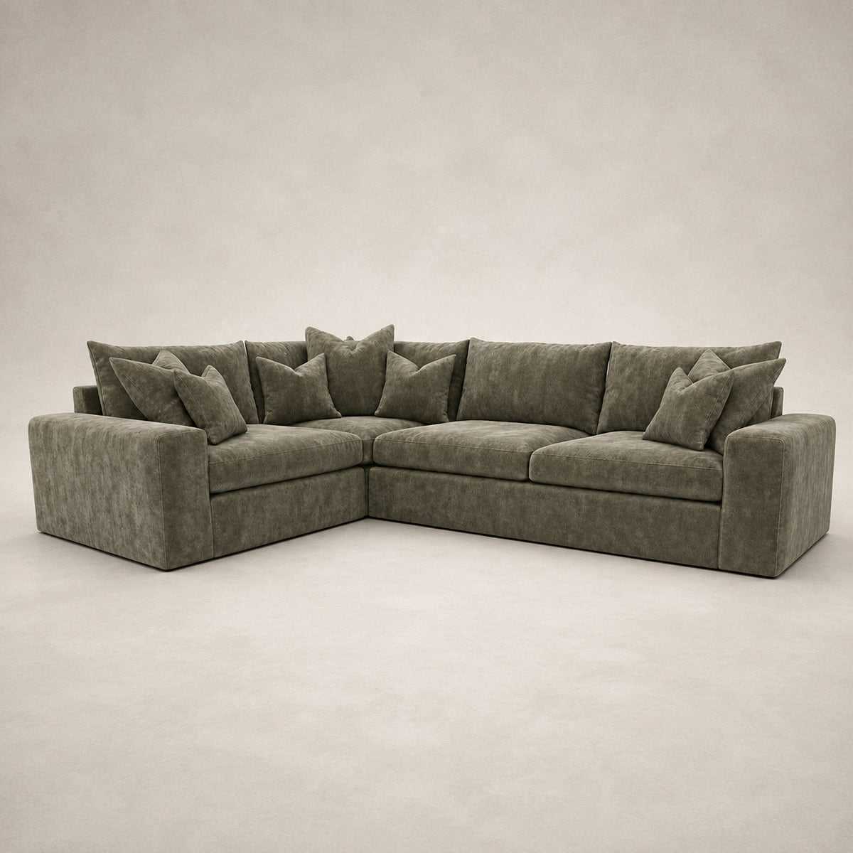 Pendle Large Corner Sofa in Luxe Chenille Matcha Green - clean catalogue view