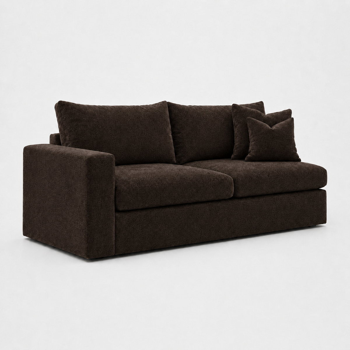Lucca One-Arm 2 Seater Module in Luxe Chenille Double Espresso – clean catalogue view