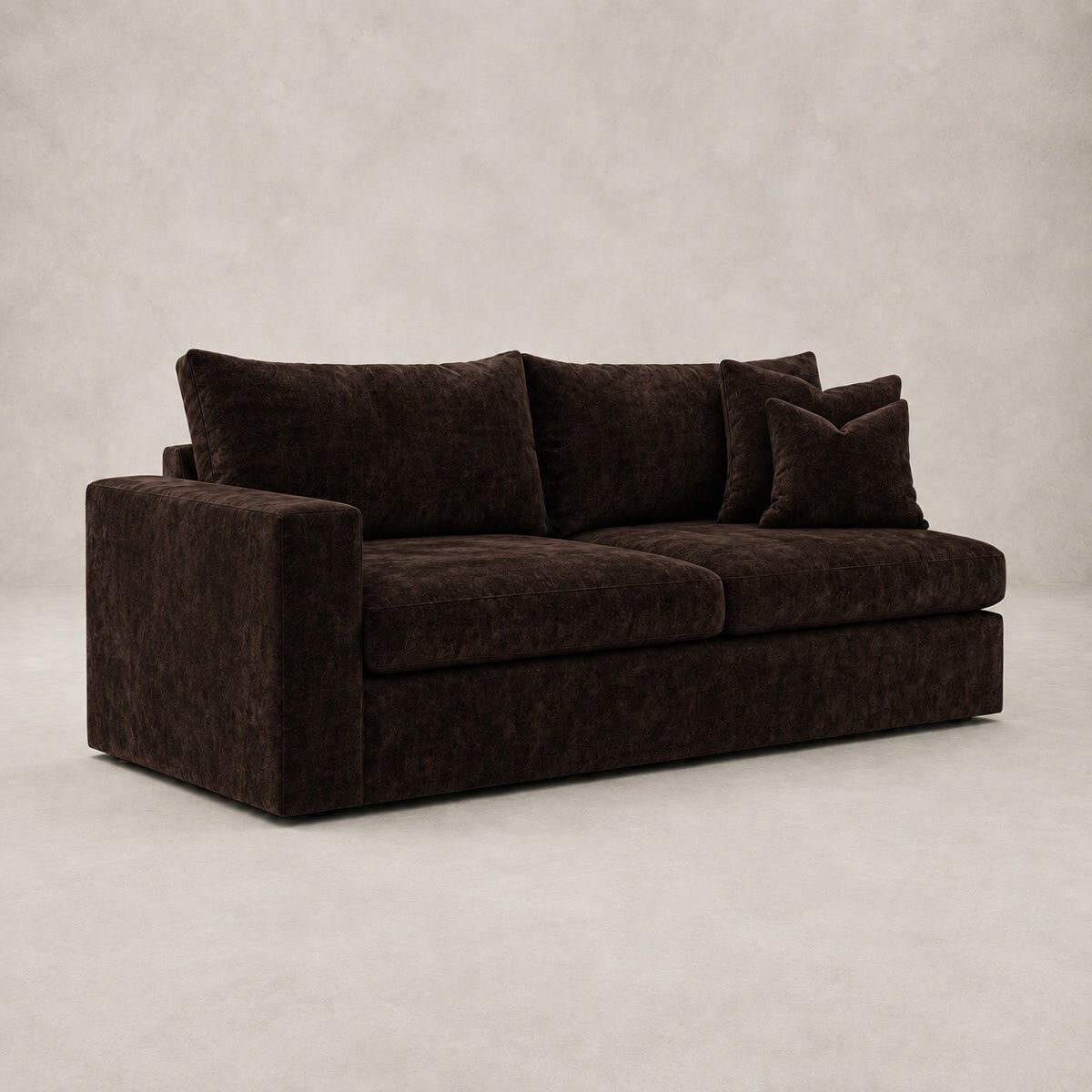 Pendle One-Arm 2 Seater Module in Luxe Chenille Double Espresso - clean catalogue view