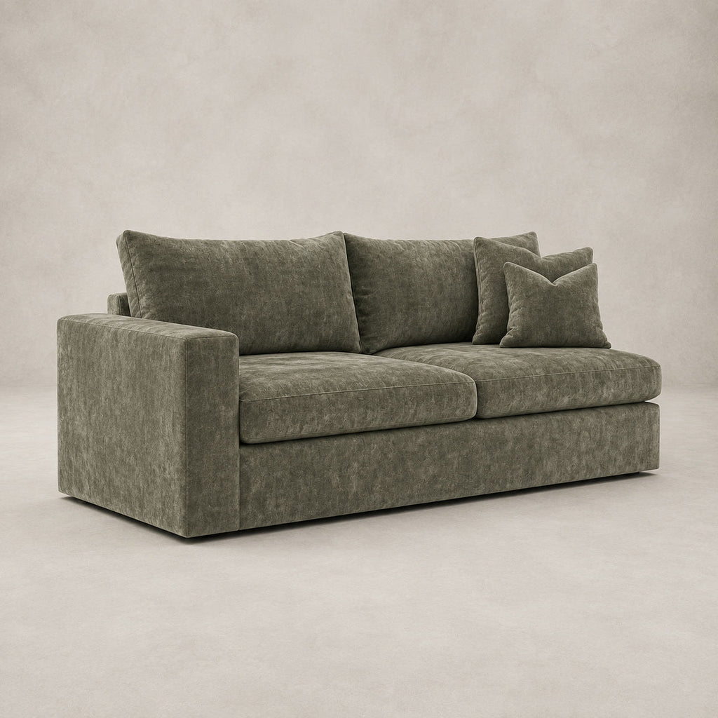 Pendle One-Arm 2 Seater Module in Luxe Chenille Matcha Green - clean catalogue view