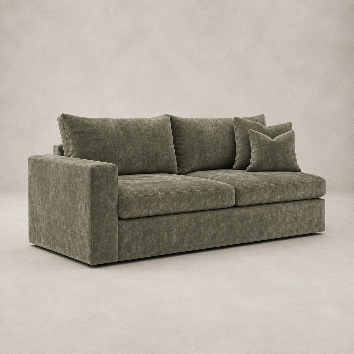 Pendle One-Arm 2 Seater Module in Luxe Chenille Matcha Green - clean catalogue view