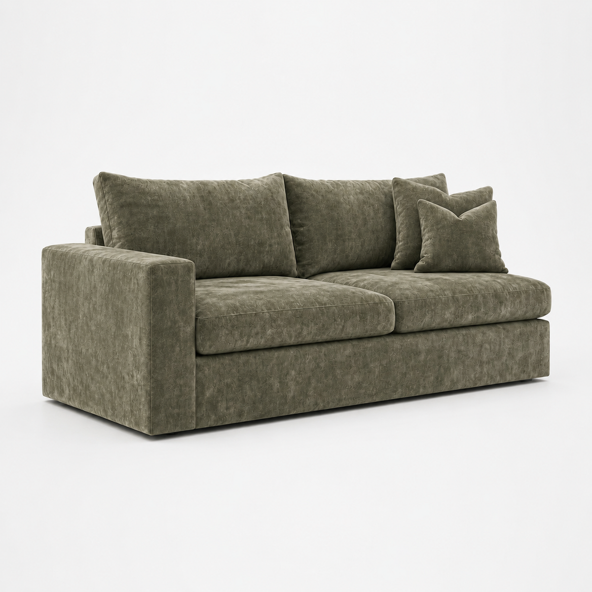 Lucca One-Arm 2 Seater Module in Luxe Chenille Matcha Green – clean catalogue view