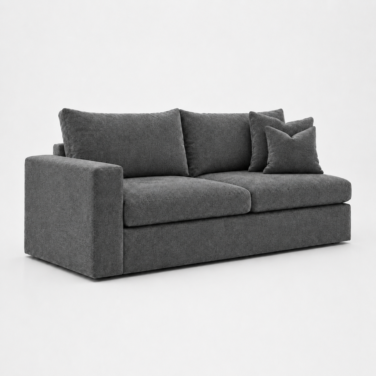 Lucca One-Arm 2 Seater Module in Luxe Chenille Luxe Steel – clean catalogue view