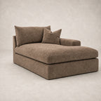 Pendle One-Arm Chaise Module in Luxe Chenille Coffee - clean catalogue view
