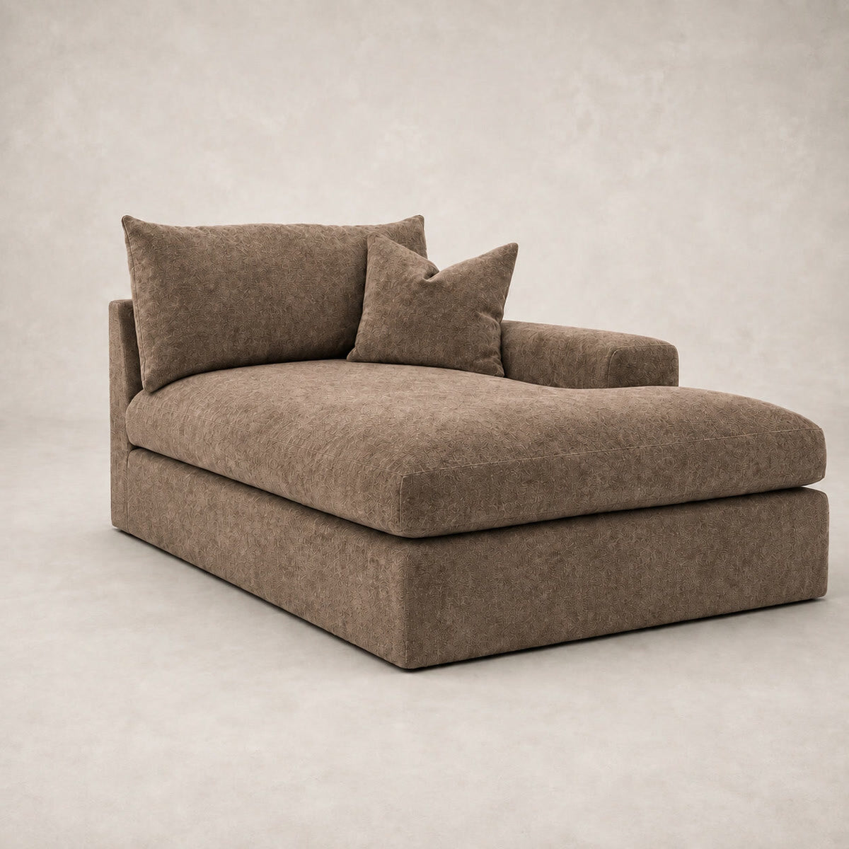 Pendle One-Arm Chaise Module in Luxe Chenille Coffee - clean catalogue view