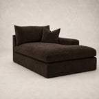 Pendle One-Arm Chaise Module in Luxe Chenille Double Espresso - clean catalogue view