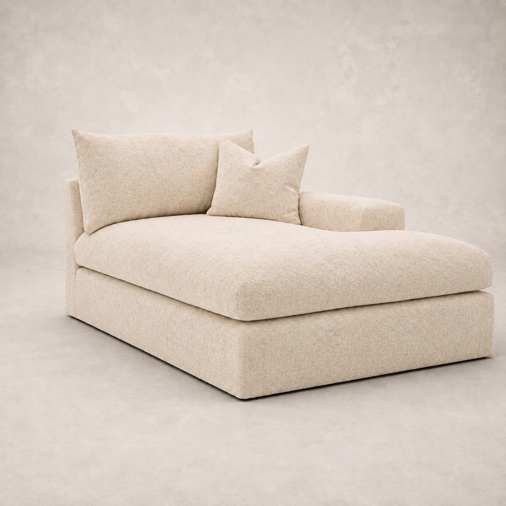 Pendle One-Arm Chaise Module in Luxe Chenille Summer Beach - clean catalogue view