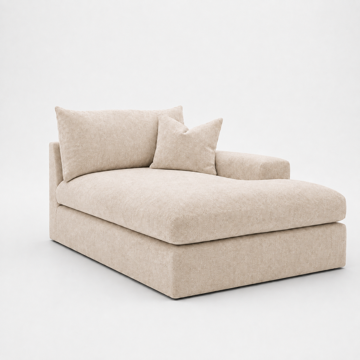 Lucca One-Arm Chaise Module in Luxe Chenille Summer Beach - clean catalogue view