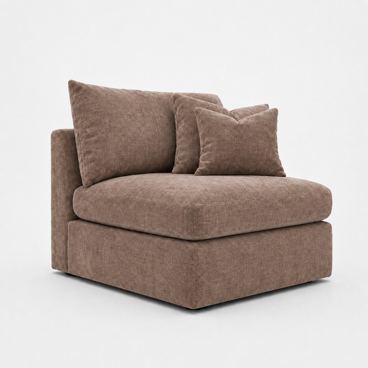 Lucca One-Arm Seat Module in Luxe Chenille Latte - clean catalogue view