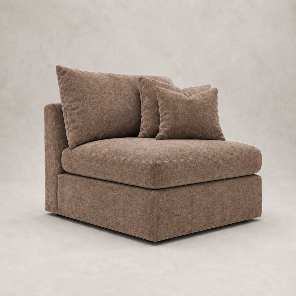 Pendle One-Arm Seat Module in Luxe Chenille Coffee - clean catalogue view