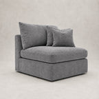 Pendle One-Arm Seat Module in Luxe Chenille Luxe Steel Grey - clean catalogue view