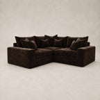 Pendle Small Corner Sofa in Luxe Chenille Double Espresso - clean catalogue view