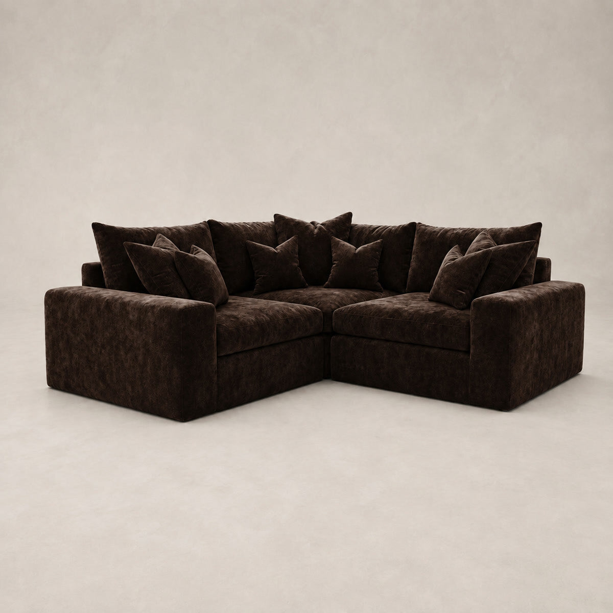 Pendle Small Corner Sofa in Luxe Chenille Double Espresso - clean catalogue view