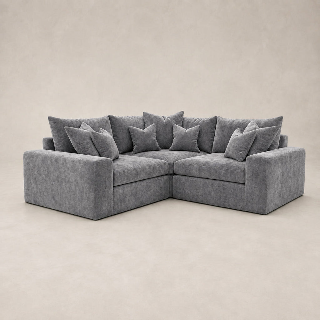Pendle Small Corner Sofa in Luxe Chenille Luxe Steel Grey - clean catalogue view